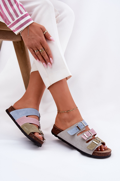 Жіночі Замшеві Сабо З Пряжками Panto Fino Сині RR267034