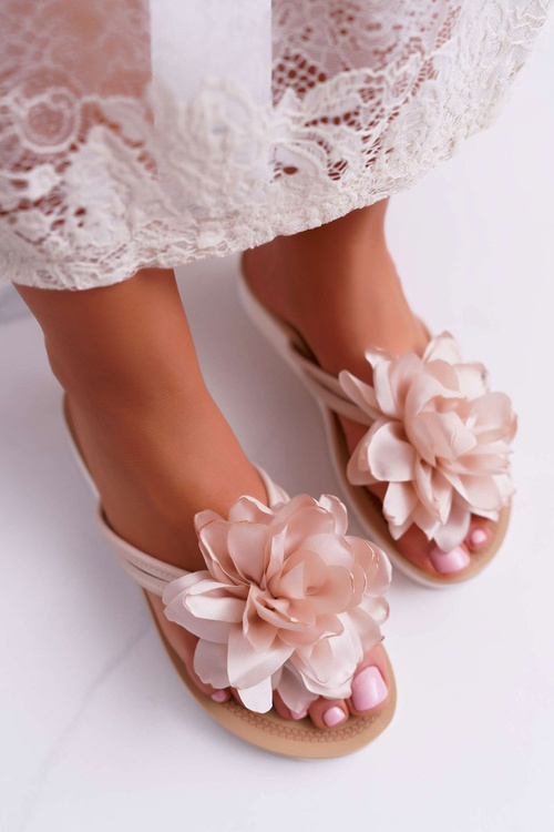 Жіночі сірі шльопанці Drademos із квітками