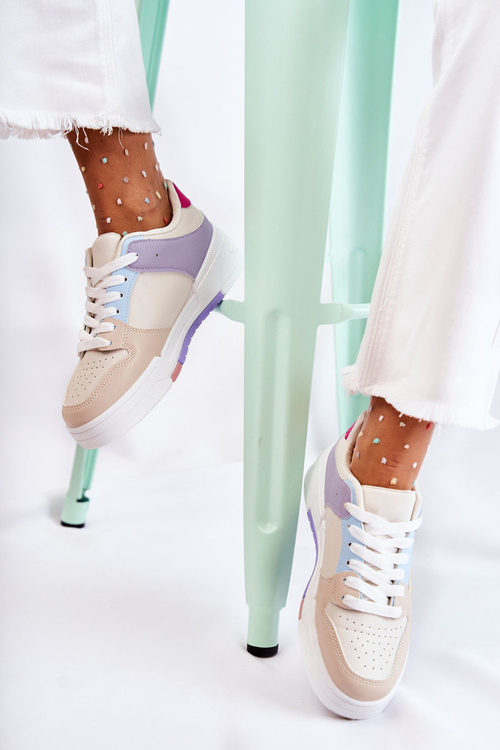 Жіночі спортивні шкіряні туфлі бежеві Francis