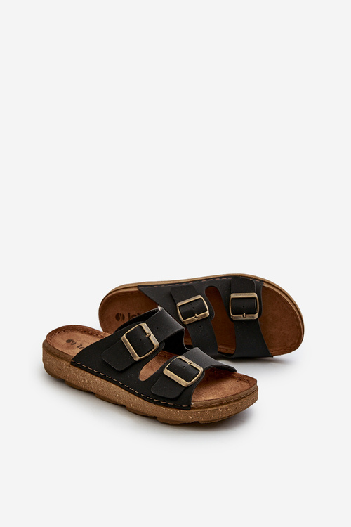 Легкі зручні чоловічі шльопанці з пряжками Inblu MT000016 Чорні