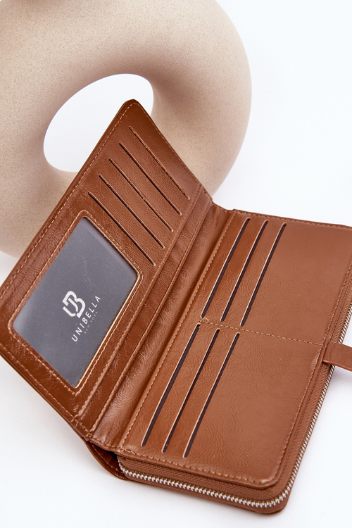 Жіночий лакований гаманець на магнітній застібці коричневий Nereva Bielia