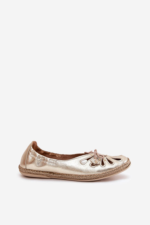 Плоскі Балетки З Природної Шкіри Zazoo 10179 Золоті