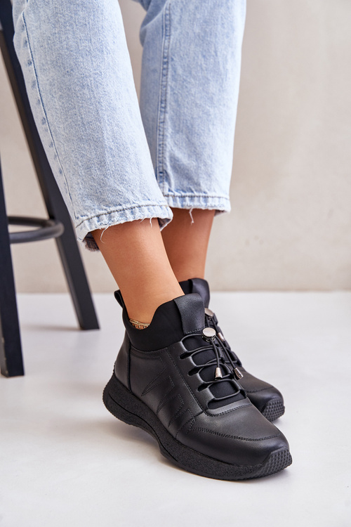 Теплі спортивні шкіряні черевики на блискавці чорні Artiker 55C0041