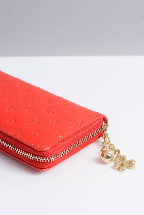 Жіночий гаманець великий червоний лакований золотий замок