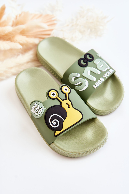 Світлі дитячі тапочки Зелений Равлик