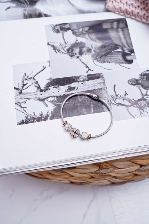 Жіночий браслет з цирконами Рожеве золото Kirby Clover