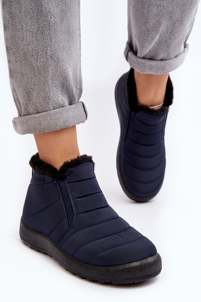 Низькі жіночі зимові черевики на підкладці темно-синього кольору Enmore