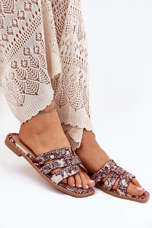 Декоровані Плоскі Сандалі Бордові Anniles