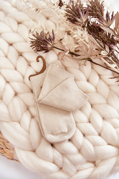 Шкарпетки жіночі антибактеріальні з блискучою ниткою Бежеві