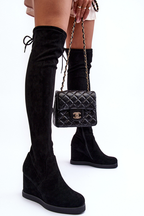 Замшеві мушкетерські черевики на платформі Black Mephal