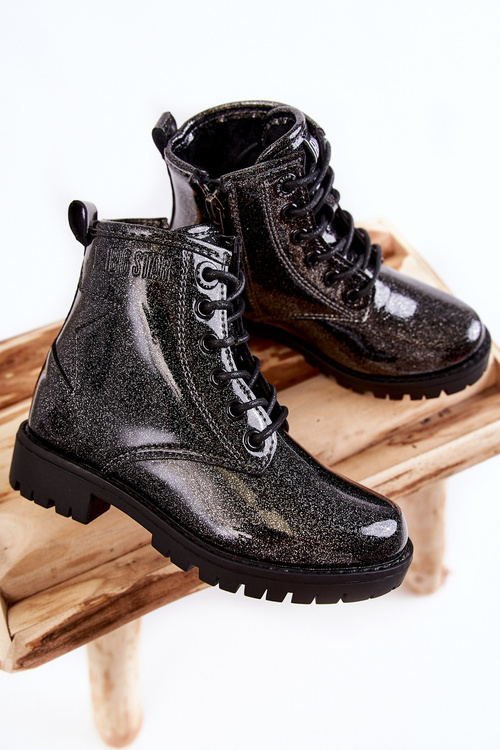 Дитячі лаковані теплі черевики Big Star II374047 Чорно-срібний
