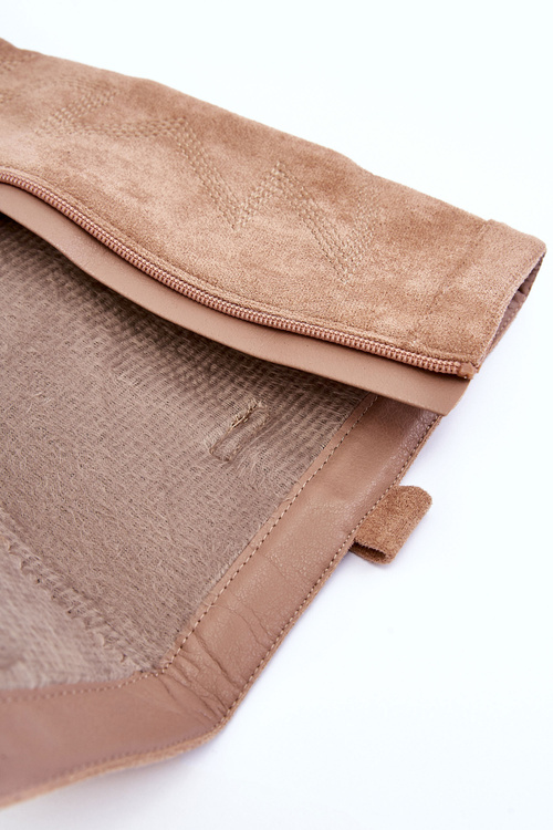 Жіночі замшеві чоботи на каблуці бежеві Хабіра