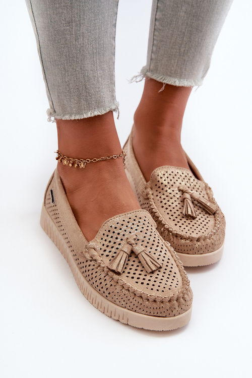 Жіночі лофери зі штучної замші з вирізом із золотистими деталями Tinami