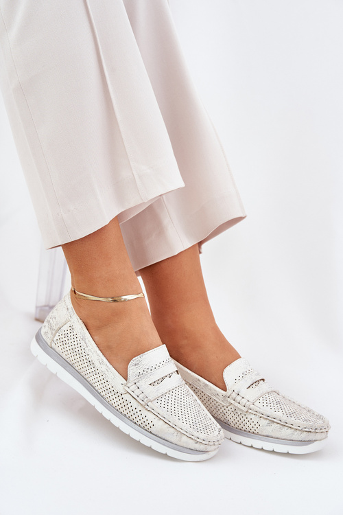 Жіночі Мокасини З Еко Шкіри Сріблясті Bralithia