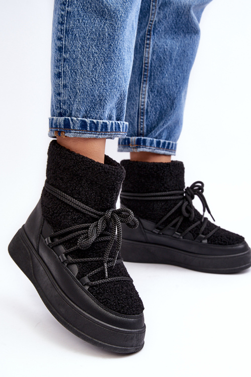 Жіночі зимові черевики на платформі чорні Ahatissa