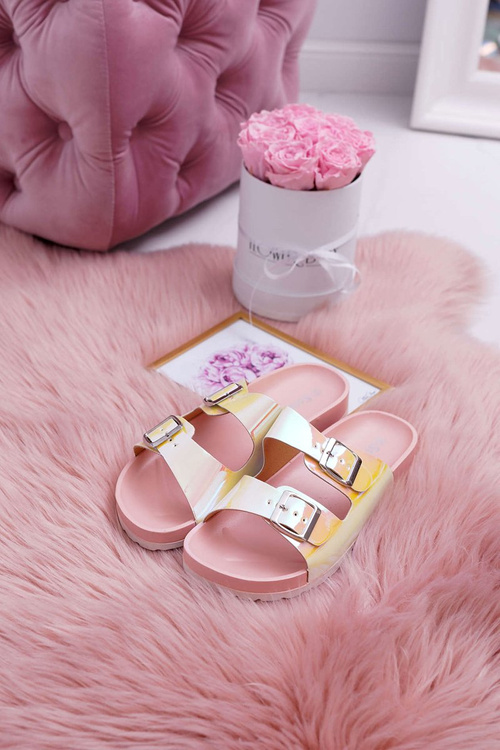 Жіночі рожеві профільовані шльопанці Astramos з переливами