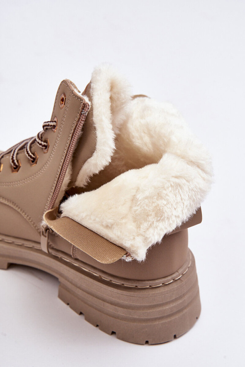 Жіночі трепери на флісовій підкладці темно-бежеві з фенану