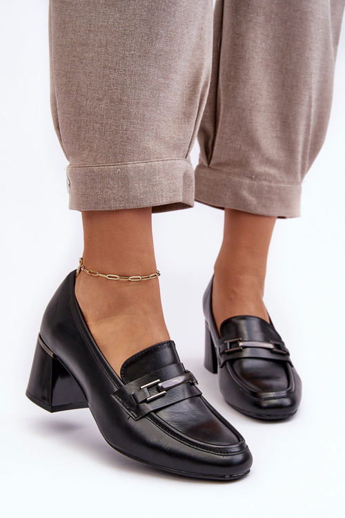 Шкіряні туфлі на шпильці Black Idona