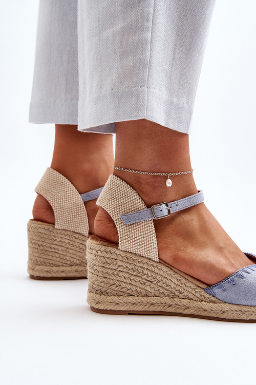 Замшеві босоніжки еспадрільї на танкетці з плетеними деталями Blue Raylin