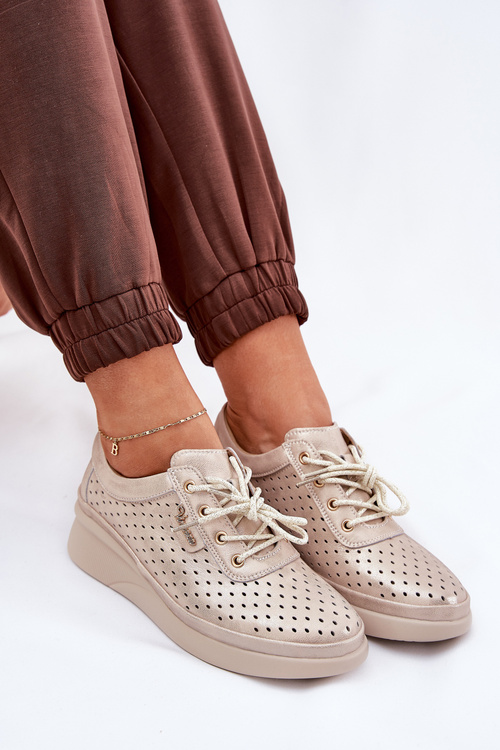 Жіночі Шкіряні Спортивні Кросівки Золоті Brumia