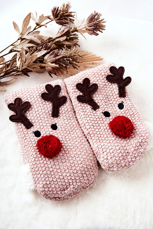 Новорічні довгі шкарпетки Reindeer Light Pink