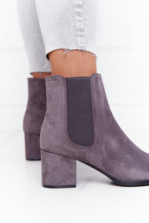 Жіночі утеплені черевики челсі на блочному каблуці Grey Juliette