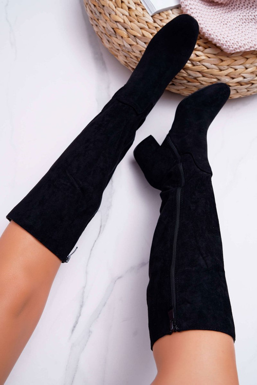 Жіночі високі замшеві чоботи Twins чорного кольору