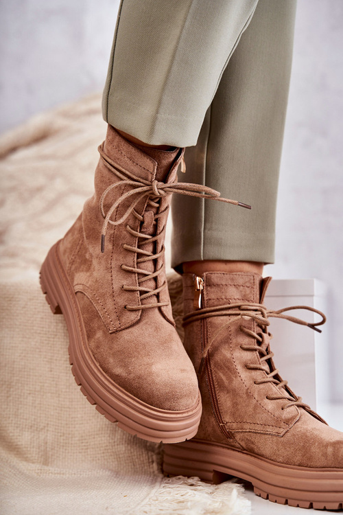 Жіночі замшеві чоботи на зав'язках Camel Afra