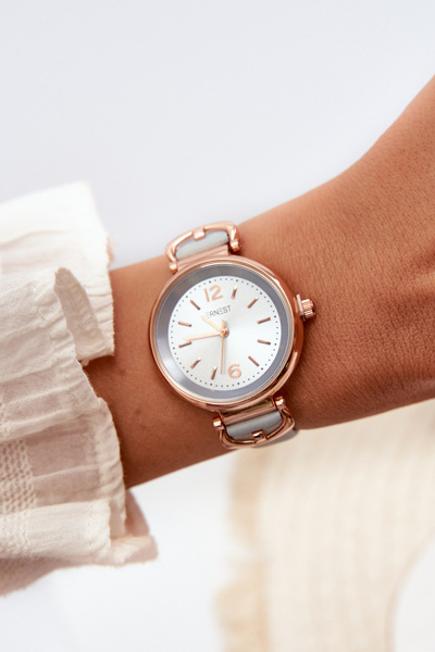 Жіночий годинник з тонким ремінцем з екошкіри синій Ernest E62027LR