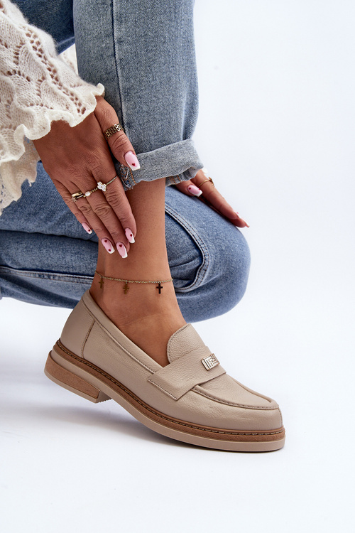 Zazoo 20165 Жіночі шкіряні мокасини бежеві