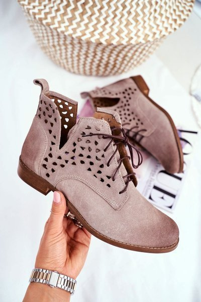 Жіночі черевики на плоскій підошві шкіряні Cappucino Low Meridan