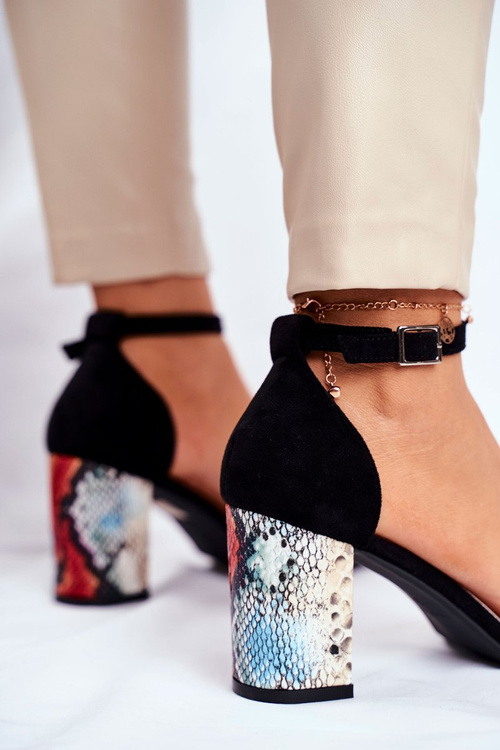 Босоніжки на блочному каблуці Sergio Leone SK873 Чорна змія