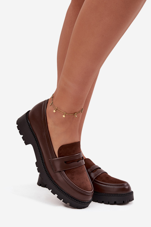 Жіночі мокасини з еко-шкіри шоколадні Cailen