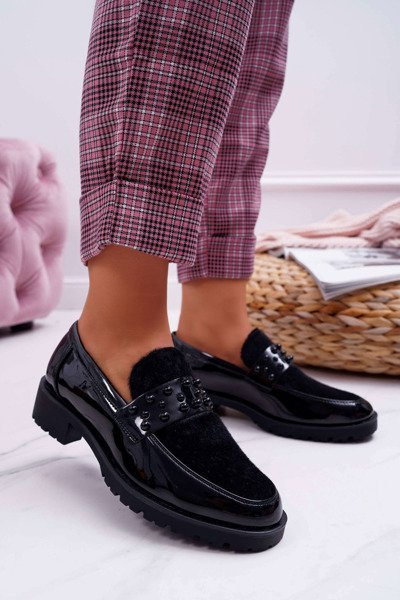 Жіночі польські лаковані сліпони чорні Delicious