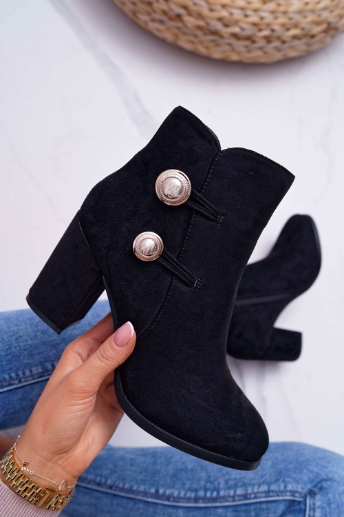 Жіночі замшеві черевики на шпильці чорні Barski 73-2