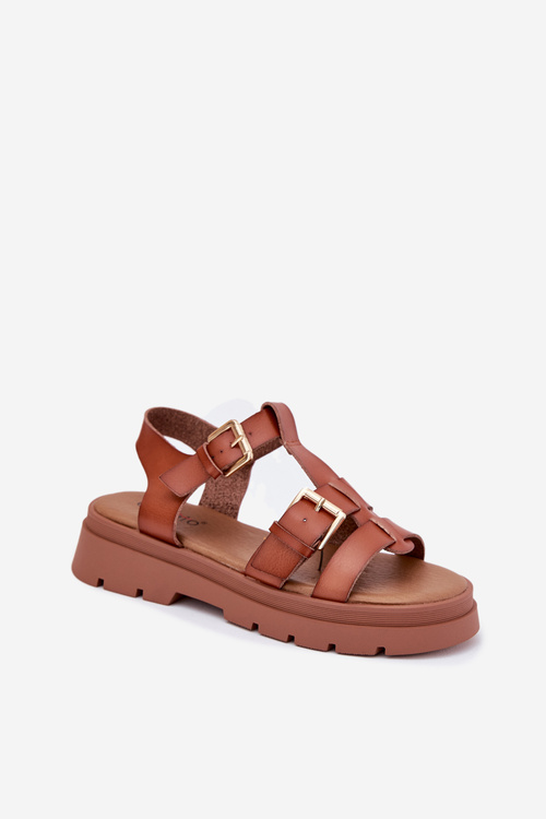 Еко Шкіряні Сандалі Для Жінок З Пряжками Camel Mireza