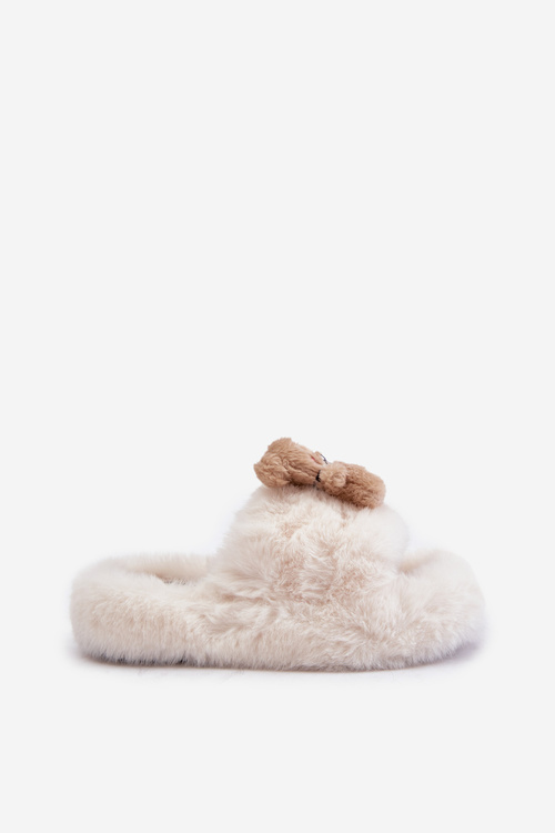 Жіночі пухнасті тапочки з ведмедиком Білий Румунія