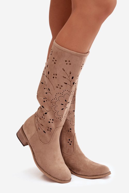 Відкриті жіночі чоботи на підборах Хакі Хелінна