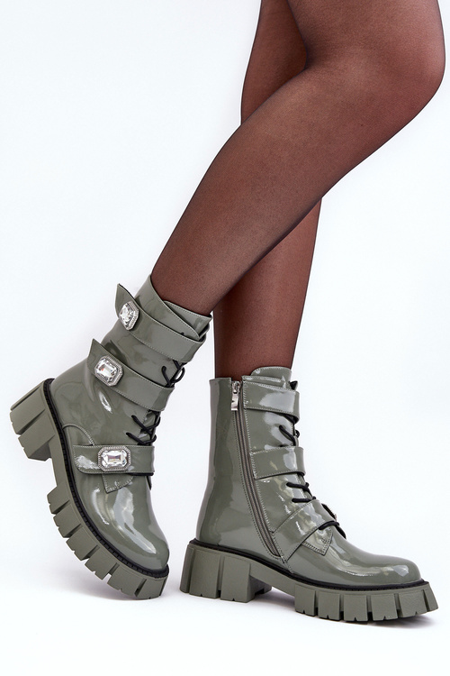 Жіночі лаковані чоботи зелені SBarski MR870-61