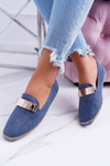 Жіночі мокасини Lu Boo Navy Blue Chain Suede Panama