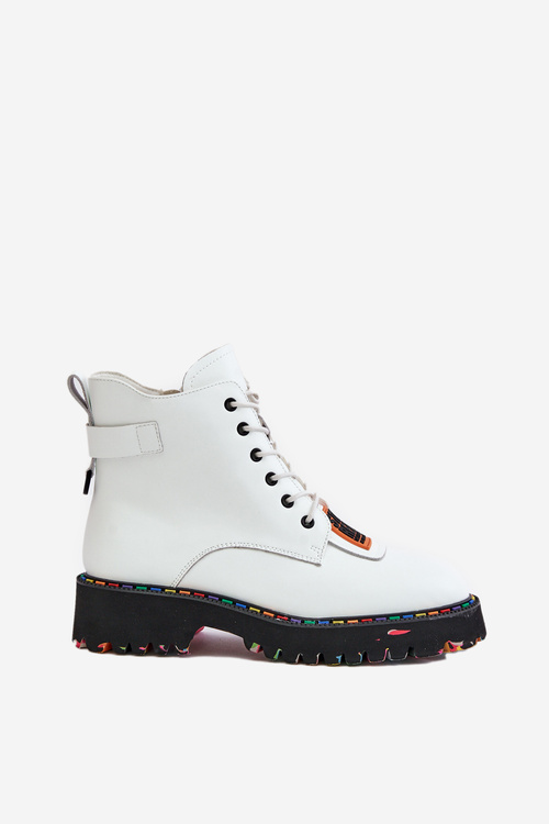 Шкіряні ботильйони жіночі на блискавці білі Artiker 55C0515