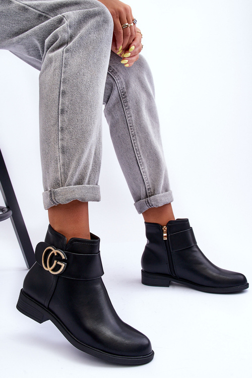 Шкіряні ботильйони з декором Чорні гало