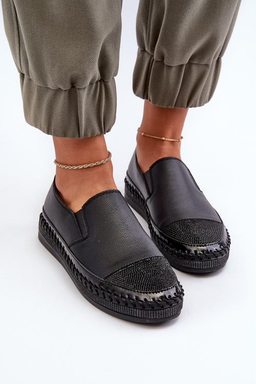 Жіночі чорні шкіряні туфлі на платформі D&A LR370