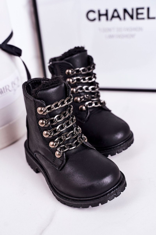 Чоботи дитячі утеплені Екошкіра на ланцюжку Black Rock&Roll