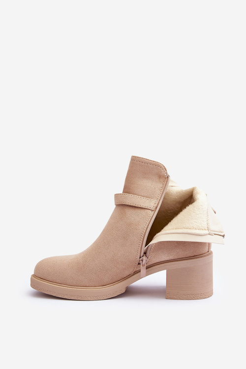 Замшеві чоботи з пряжкою Бежеві Neste