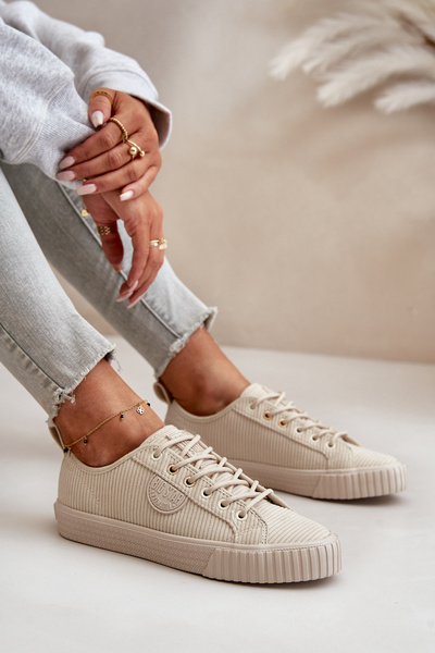 Жіночі утеплені вельветові кросівки Big Star OO274812 Hi-Poly System Beige