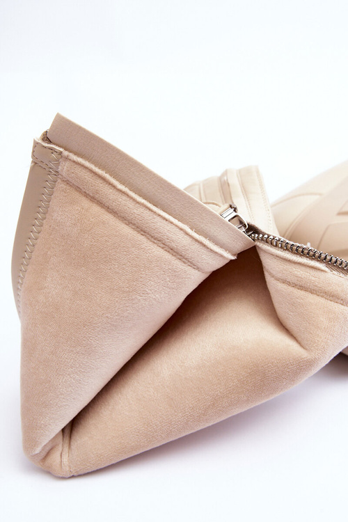 Шкіряні ботильйони на масивній платформі на блискавці Бежеве Рінго