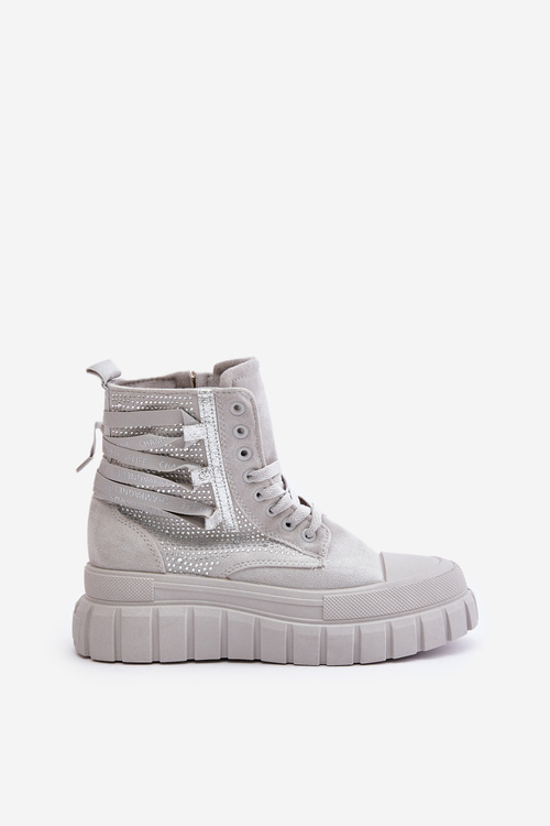 Високі жіночі кросівки на масивній платформі з декором Grey Zaidria