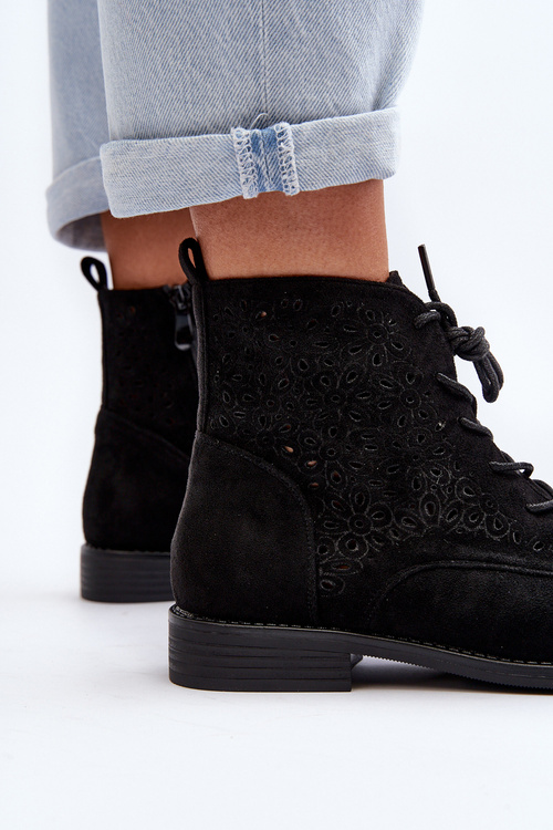 Чоботи жіночі з візерунком чорні S.Barski HY66-136