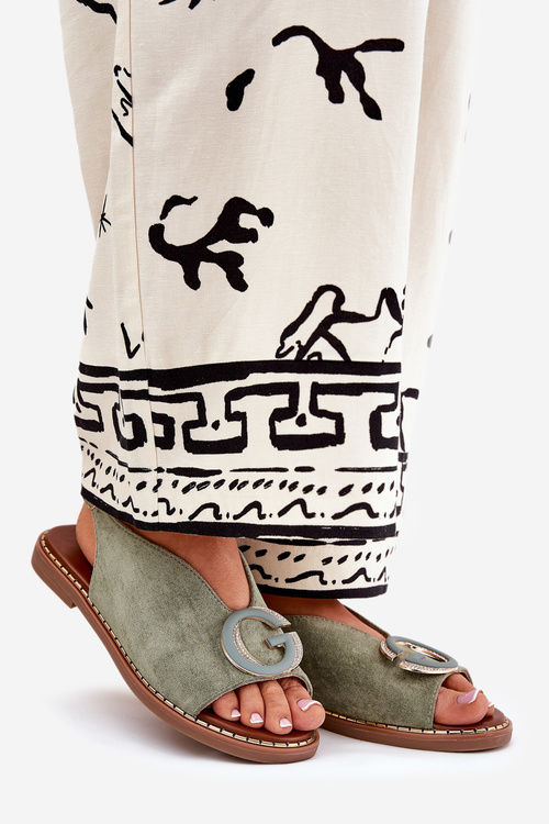 Плоскі Сандалі З Декором Зелені Haliones